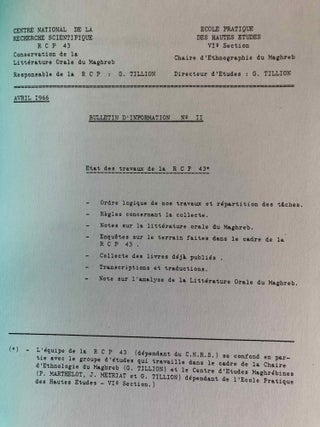 Littérature Orale Arabo-Berbère. 2e bulletin de liaison.[newline]M6748-01.jpg