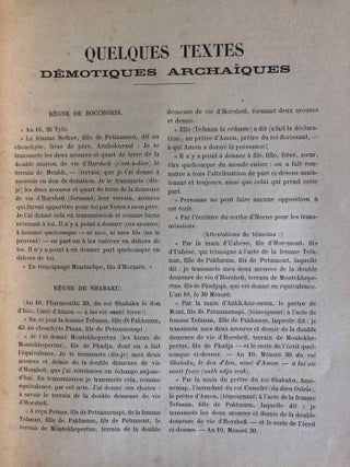 Quelques textes d&eacute;motiques archa&iuml;ques traduits par E. Revillout. Avec fac-simile ex&eacute;cut&eacute;s par E. Boudier.[newline]M6784-04.jpg