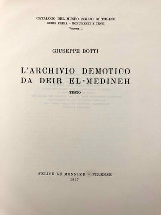 L'archivio demotico da Deir el-Medineh. Testo e tavole (complete set)