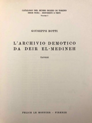 L'archivio demotico da Deir el-Medineh. Testo e tavole (complete set)
