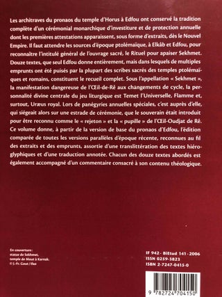 Le Rituel du shtp Shmt au changement de cycle annuel. D'apr&egrave;s les architraves du temple d'Edfou et textes parall&egrave;les du Nouvel Empire &agrave; l'&eacute;poque ptol&eacute;ma&iuml;que et romaine.[newline]M6797b-10.jpg