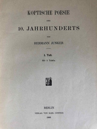 Koptische Poesie des zehnten Jahrhunderts. Teil I und Teil II: Text und Übersetzung (complete)