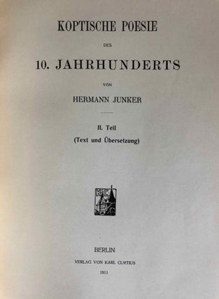 Koptische Poesie des zehnten Jahrhunderts. Teil I und Teil II: Text und Übersetzung (complete)