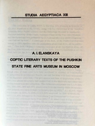Studia Aegyptiaca XIII (1991). A. I. Elanskaya, Coptic Literary Texts of the Pushkin State Fine Arts Museum in Moscow.[newline]M6816-01.jpg
