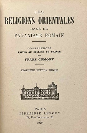 Les religions orientales dans le paganisme romain. Conférences faites au Collège de France.[newline]M6822-03.jpeg