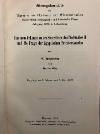 Das Kreuzreliquiar der Reichenau - Eine neue Urkunde zu der Siegesfeier des Ptolemaios IV und die Frage der ägyptischen Priestersynoden - Praetor und Formel - Gab es eine geldwirschaftliche Verfassung der Staatsfinanzen unter den Karolingern?
