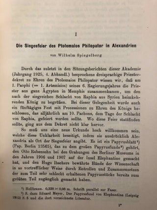 Das Kreuzreliquiar der Reichenau - Eine neue Urkunde zu der Siegesfeier des Ptolemaios IV und die Frage der ägyptischen Priestersynoden - Praetor und Formel - Gab es eine geldwirschaftliche Verfassung der Staatsfinanzen unter den Karolingern?