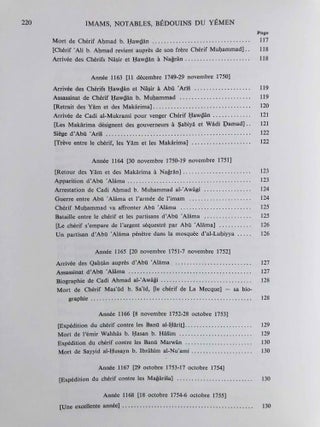 Imams, notables et b&eacute;douins du Y&eacute;men au XVIIIe si&egrave;cle. Quintessence de l'or du r&egrave;gne de Ch&eacute;rif Muhammad B. Ahmad. Chronique de 'Abd al-Rahman b. Hasan al-Bahkali.