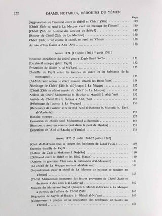 Imams, notables et b&eacute;douins du Y&eacute;men au XVIIIe si&egrave;cle. Quintessence de l'or du r&egrave;gne de Ch&eacute;rif Muhammad B. Ahmad. Chronique de 'Abd al-Rahman b. Hasan al-Bahkali.