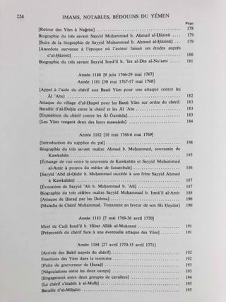 Imams, notables et bédouins du Yémen au XVIIIe siècle. Quintessence de l'or du règne de Chérif Muhammad B. Ahmad. Chronique de 'Abd al-Rahman b. Hasan al-Bahkali.