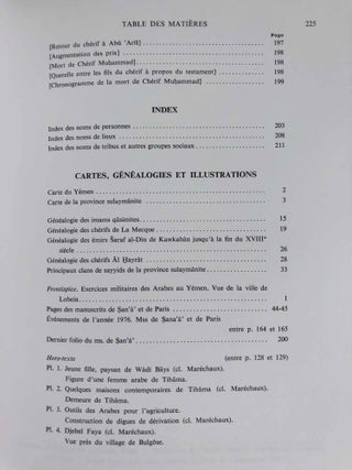 Imams, notables et b&eacute;douins du Y&eacute;men au XVIIIe si&egrave;cle. Quintessence de l'or du r&egrave;gne de Ch&eacute;rif Muhammad B. Ahmad. Chronique de 'Abd al-Rahman b. Hasan al-Bahkali.
