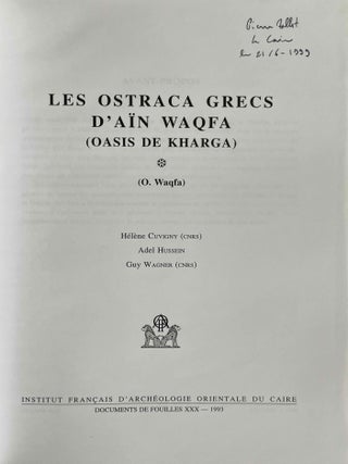Les ostraca grecs d'A&iuml;n Waqfa (Oasis de Kharga)