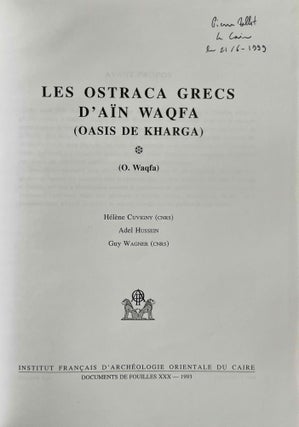 Les ostraca grecs d'Aïn Waqfa (Oasis de Kharga)