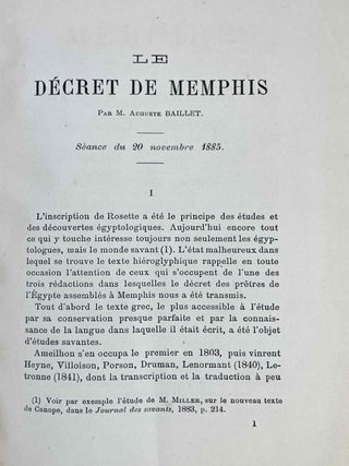 Le d&eacute;cret de Memphis et les inscriptions de Rosette et de Damanhour