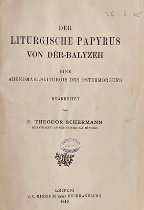 Der Liturgische Papyrus von Der-Balyzeh