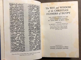 The Wit and Wisdom of the Christian Fathers of Egypt. The Syrian version of the Apophthegmata patrum.[newline]M6925-02.jpg