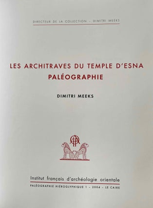 Les architraves du temple d'Esna. Paléographie.