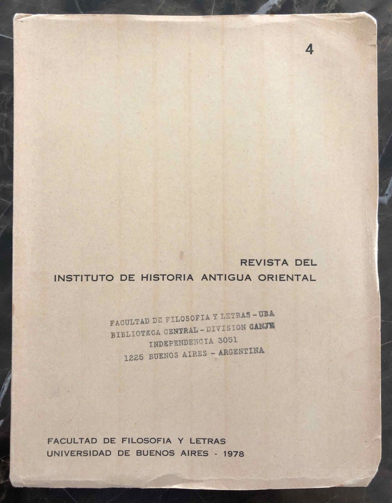 Item #M6969 RIHAO 4 (Revista del Instituto de Historia Antigua Oriental, volume 4). AAE - Journal - Single issue.[newline]M6969.jpg