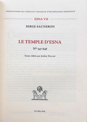 Le temple d'Esna. Tome VII: Nos 547-646. Textes édités par Jochen Hallof.[newline]M6976e-01.jpg
