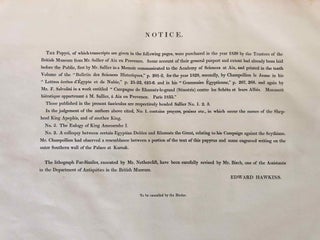 Select Papyri in the Hieratic Character from the Collections of the British Museum (volume I). Part 1: Sallier Papyri No. 1, 2 & 3. Part 2: Anastasi Papyri No. 1, 2, 3, 4. Part 3: Anastasi Papyri No. 5, 6, 7, 8, 9 and Sallier No. 4. Volume II: Papyrus Abbott and d'Orbiney (complete set)