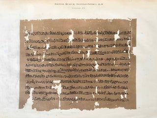 Select Papyri in the Hieratic Character from the Collections of the British Museum (volume I). Part 1: Sallier Papyri No. 1, 2 & 3. Part 2: Anastasi Papyri No. 1, 2, 3, 4. Part 3: Anastasi Papyri No. 5, 6, 7, 8, 9 and Sallier No. 4. Volume II: Papyrus Abbott and d'Orbiney (complete set)[newline]M6986-09.jpg