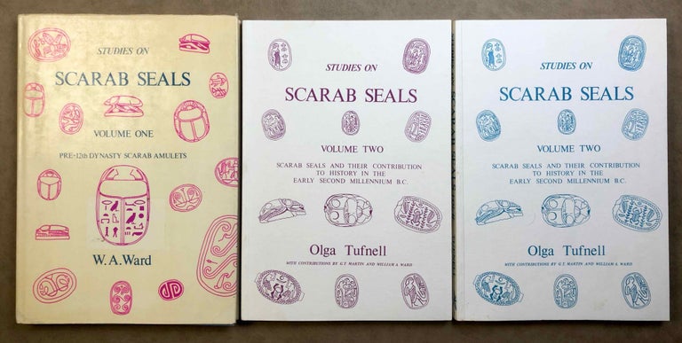 Item #M7003 Studies on Scarab Seals. Vol. I: Pre-12th dynasty scarab amulets. Vol. II: Scarab seals and their contribution to history in the early second millennium B.C. Part 1: Text. Part 2: Inventory (3 volumes, complete set). WARD William A. - TUFNELL Olga.[newline]M7003.jpg