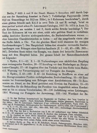 Papyri Graecae Magicae = Die griechischen Zauberpapyri. Volumes I & II (complete set). 8 PAGES IN XEROX.[newline]M7008-11.jpg