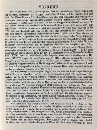 Papyri Graecae Magicae = Die griechischen Zauberpapyri. Volumes I & II (complete set). 8 PAGES IN XEROX.[newline]M7008-18.jpg