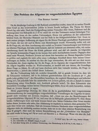 Festschrift zum 80. Geburtstag von Professor Dr. Hermann Junker. I. Teil.