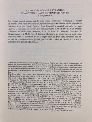 Recherches dans la pyramide et au temple haut du Pharaon Pépi Ier, à Saqqarah