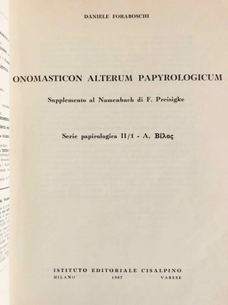 Onomasticon alterum papyrologicum. Supplemento al Namenbuch di F. Preisigke. Serie papirologica II/1-4.[newline]M7063-02.jpg