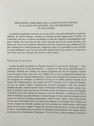 La peinture égyptienne ancienne. Un monde de signes à préserver.