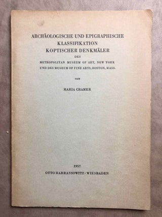Item #M7084 Archäologische und Epigraphische Klassifikation Koptischer Denkmäler des...
