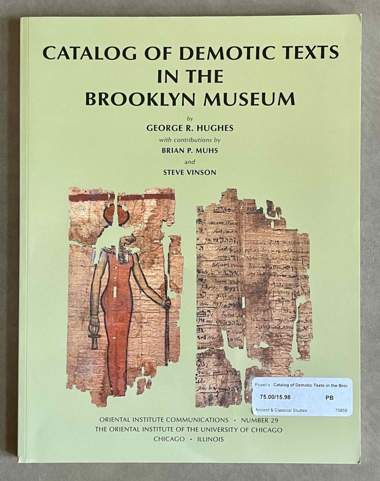 Item #M7089a Catalog of Demotic Texts in the Brooklyn Museum. HUGHES George Robert.[newline]M7089a-00.jpeg