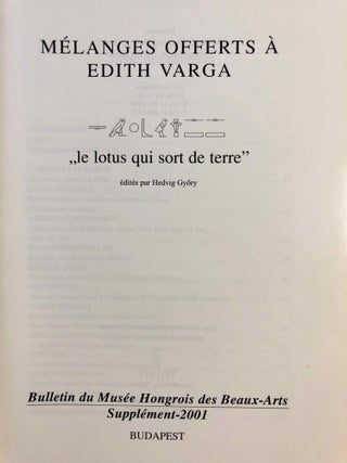 Mélanges offerts à Edith Varga: "le lotus qui sort de terre"[newline]M7095-01.jpg