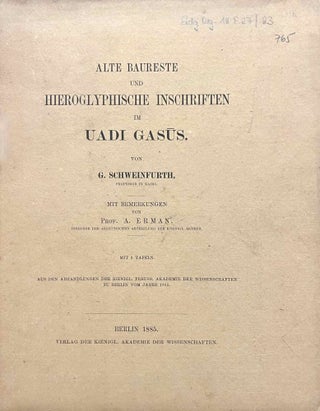 Item #M7096b Alte Baureste und hieroglyphische Inschriften im Uadi Gasus. Mit Bemerkungen von A....