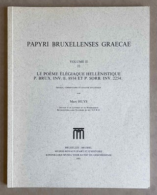 Item #M7118a Papyri Bruxellenses graecae. Les Papyrus grecs des Musées royaux d'Art et...[newline]M7118a-00.jpeg