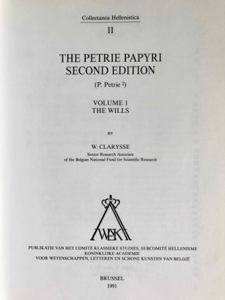 The Petrie papyri 2nd edition (P. Petrie2). Vol. 1: The Wills.[newline]M7119-01.jpg