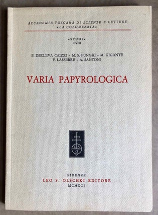 Item #M7121 Varia papyrologica. DECLEVA CAIZZI Fernanda[newline]M7121.jpg