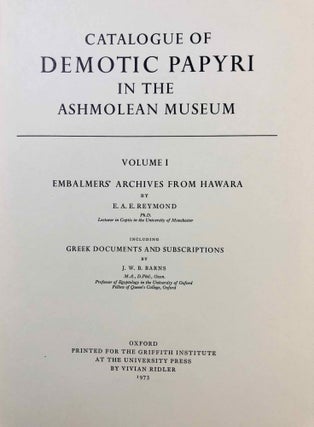 Catalogue of Demotic Papyri in the Ashmolean Museum. Vol. 1: Embalmers' archives from Hawara. Incl. Greek documents and subscriptions.[newline]M7130-02.jpg