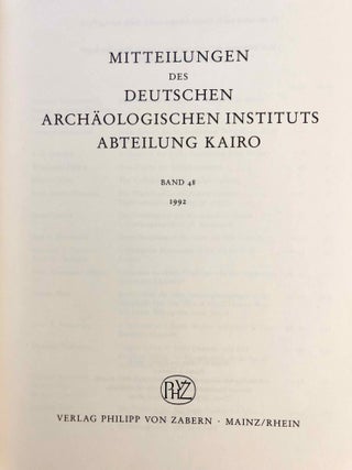 Mitteilungen des Deutschen Archäologischen Instituts Abteilung Kairo (MDAIK). Band 48 (1992).[newline]M7134-01.jpg
