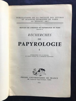 Recherches de papyrologie. Tomes I, II, III & IV (all published, complete set)[newline]M7139-01.jpg