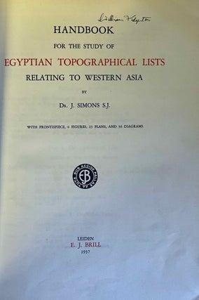 Item #M7152b Handbook for the Study of Egyptian Topographical Lists Relating to Western Asia....[newline]M7152b-00.jpeg