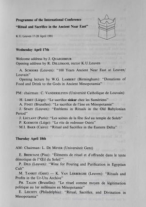 Ritual and sacrifice in the ancient Near East. Proceedings of the international conference organized by the Katholieke Universiteit Leuven from the 17th to the 20th of April 1991[newline]M7157a-04.jpeg