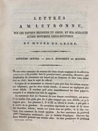 Lettres à M. Letronne ... sur les papyrus bilingues et grecs, et sur quelques autres monumens gréco-égyptiens du Musée d'antiquités de l'Université de Leide[newline]M7185-04.jpg