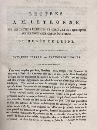 Lettres à M. Letronne ... sur les papyrus bilingues et grecs, et sur quelques autres monumens gréco-égyptiens du Musée d'antiquités de l'Université de Leide[newline]M7185-10.jpg