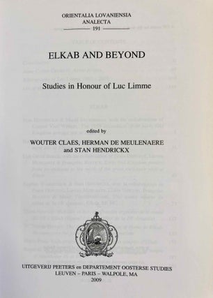 Elkab and beyond. Studies in honour of Luc Limme.[newline]M7186-02.jpg