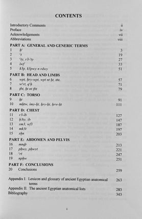 Studies in Ancient Egyptian Anatomical Terminology