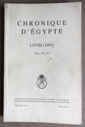 Item #M7198 Chronique d'Egypte. Tome LXVIII (1993). Fascicles 135-136. AAE - Journal - Single issue[newline]M7198.jpg