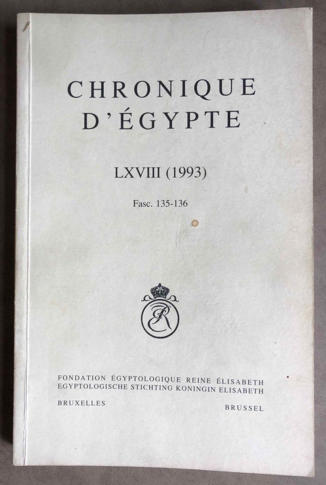Item #M7198 Chronique d'Egypte. Tome LXVIII (1993). Fascicles 135-136. AAE - Journal - Single issue.[newline]M7198.jpg